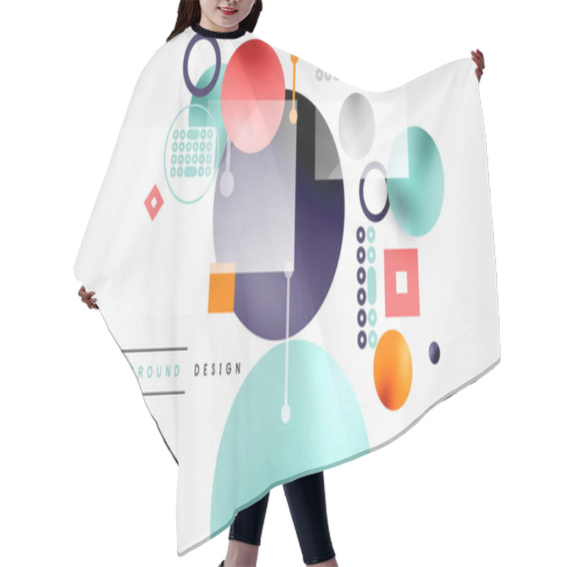 Personality  Minimalistic Abstract Vector Design, Layered Geometric Shapes Circles, Squares, And Triangles With Soft Pastel Gradients And Semi-transparent Effects. Perfect For Contemporary Use Hair Cutting Cape