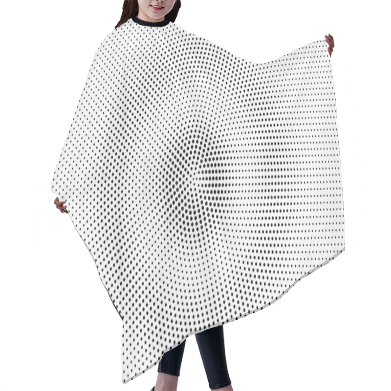 Personality  Black And White Halftone Vector Texture. Subtle Centered Dotted Gradient. Small Dotwork Surface For Vintage Effect. Monochrome Halftone Overlay. Perforated Retro Background. Ink Dot Texture Card Hair Cutting Cape