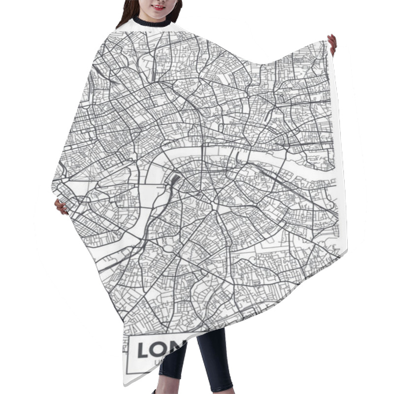 Personality  Vector Poster Map City London Hair Cutting Cape