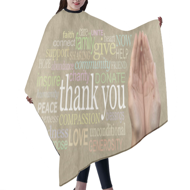 Personality  Fund Raising Campaign Website Header Saying Thank You Hair Cutting Cape