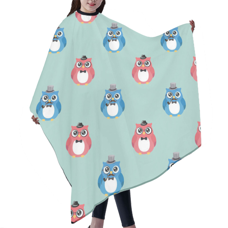 Personality  Hipster Fashion Owls Seamless Background Hair Cutting Cape