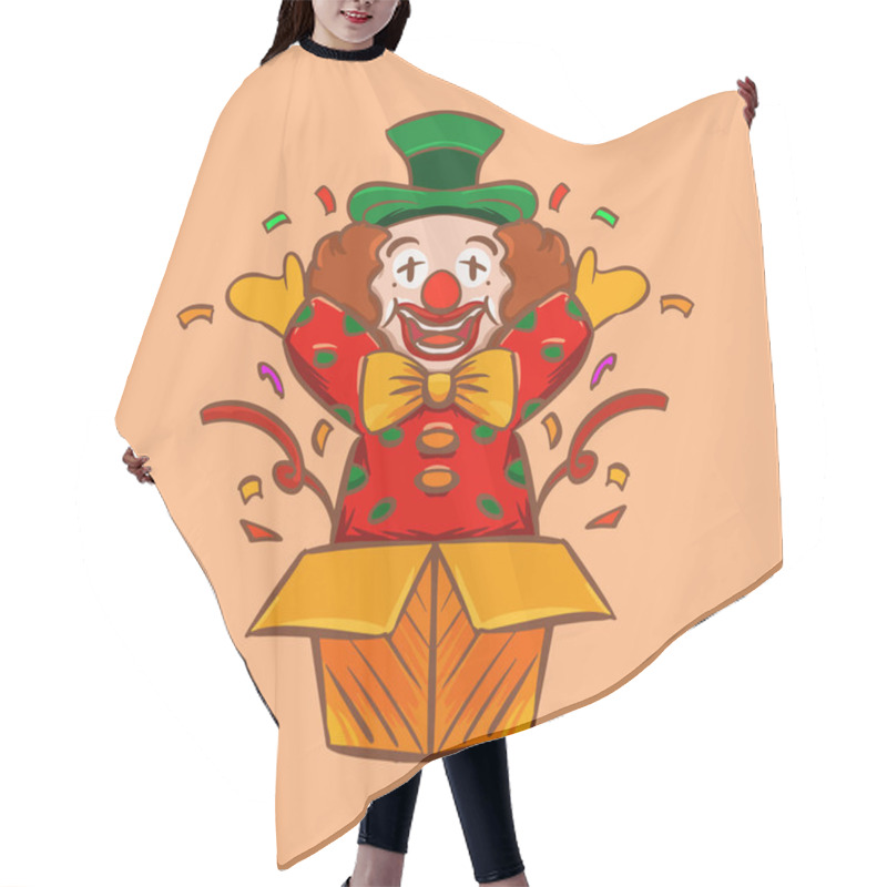 Personality  Hand Drawn Cartoon Fool's Day Clown Holiday Illustration Hair Cutting Cape