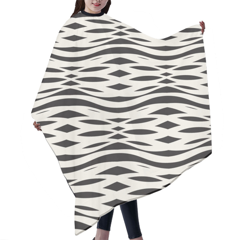 Personality  Abstract Monochrome Seamless Pattern Crossed Vawes Hair Cutting Cape