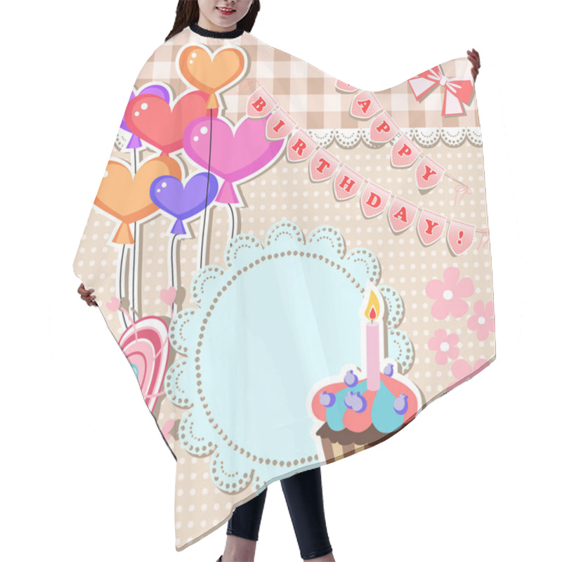 Personality  Vector Birthday Card Vector Illustration  Hair Cutting Cape