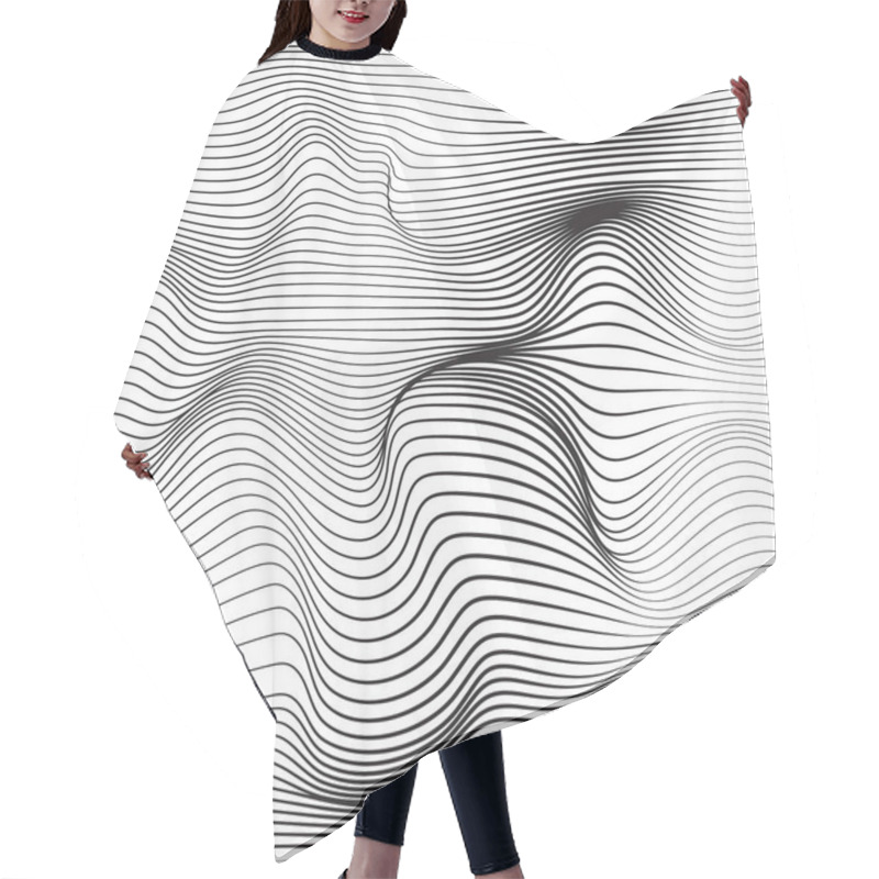 Personality  Distorted Wave Monochrome Texture. Hair Cutting Cape