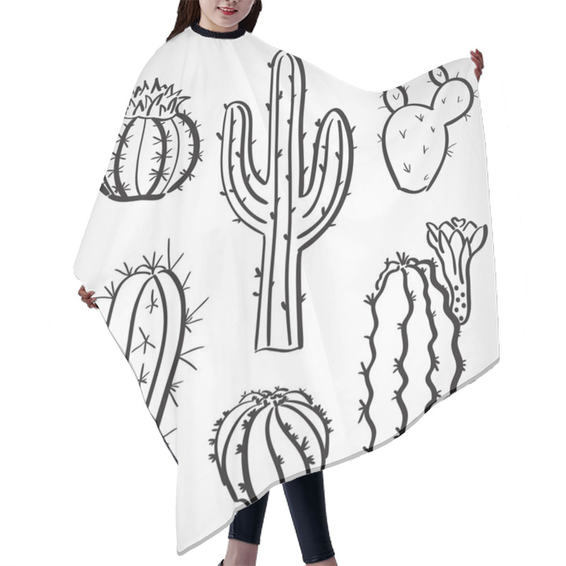 Personality  Ink Style Sketch Set - Cactus Set Hair Cutting Cape