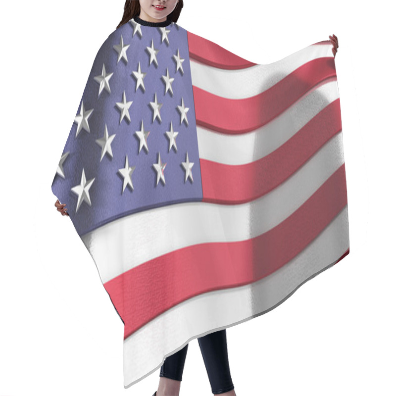 Personality  3D Wavy Reflective United States Of America Flag  Hair Cutting Cape