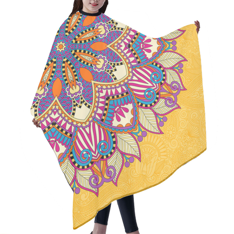 Personality  Floral Yellow Pattern In Ukrainian Oriental Ethnic Style Hair Cutting Cape