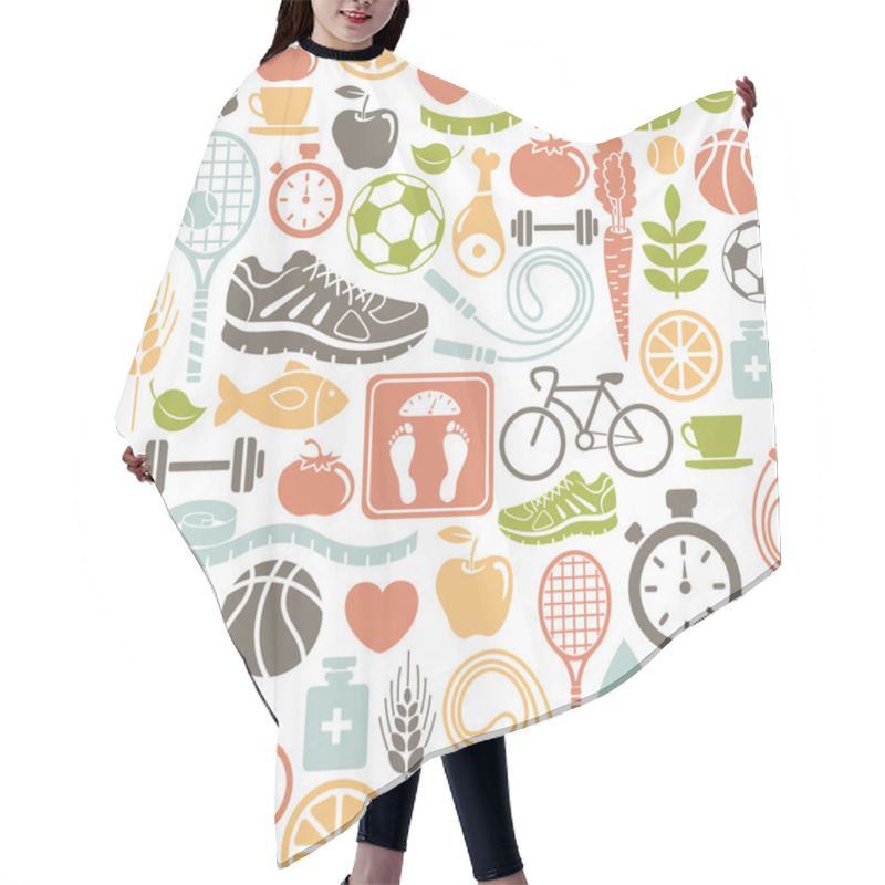 Personality  Seamless Pattern With Healthy Lifestyle Icons Hair Cutting Cape