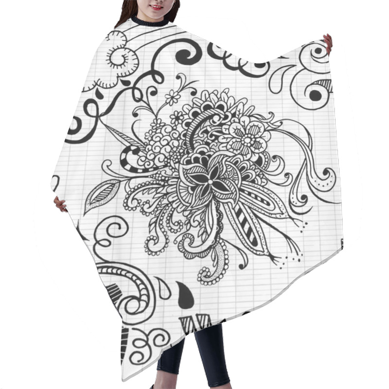 Personality  Hand Drawing Doodle Pattern Hair Cutting Cape