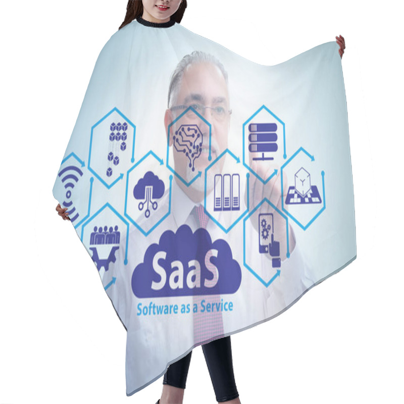 Personality  Software As A Service - SaaS Concept With Businessman Hair Cutting Cape