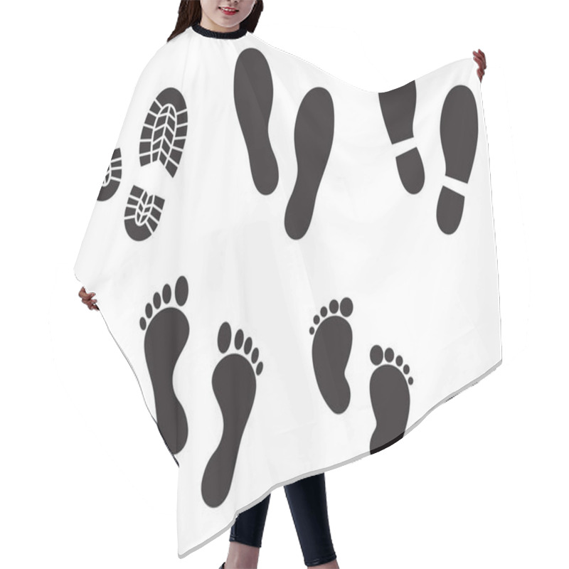 Personality  Human Footprints Icon On White Background. Vector Art. Hair Cutting Cape