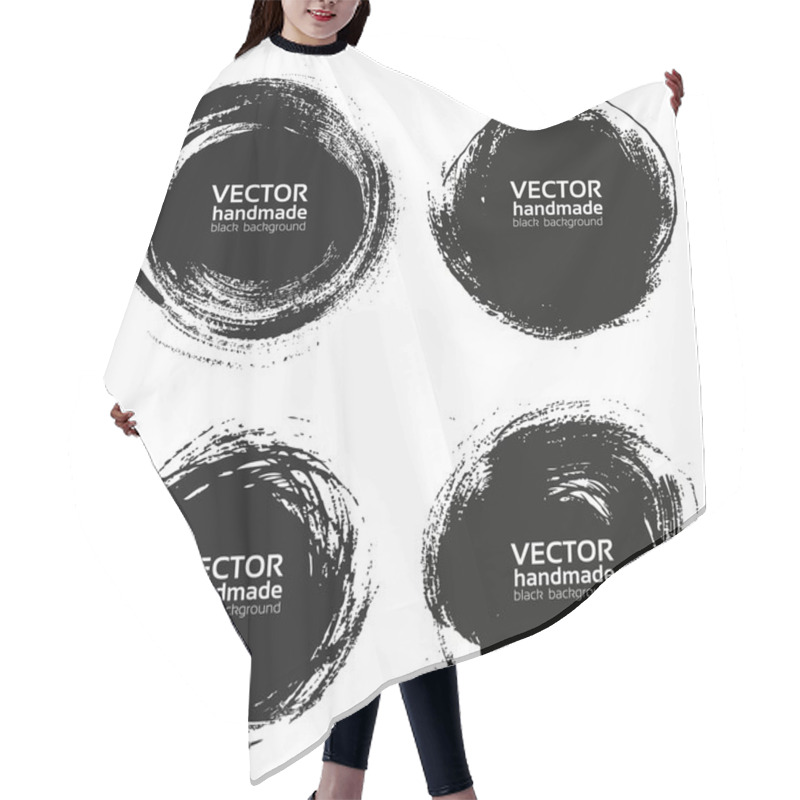 Personality  Vector Beautiful Round Handmade Black Strokes- Backgrounds Paint Hair Cutting Cape