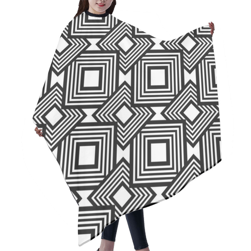 Personality  Seamless Black And White Pattern, Simple Vector Stripes Geometri Hair Cutting Cape