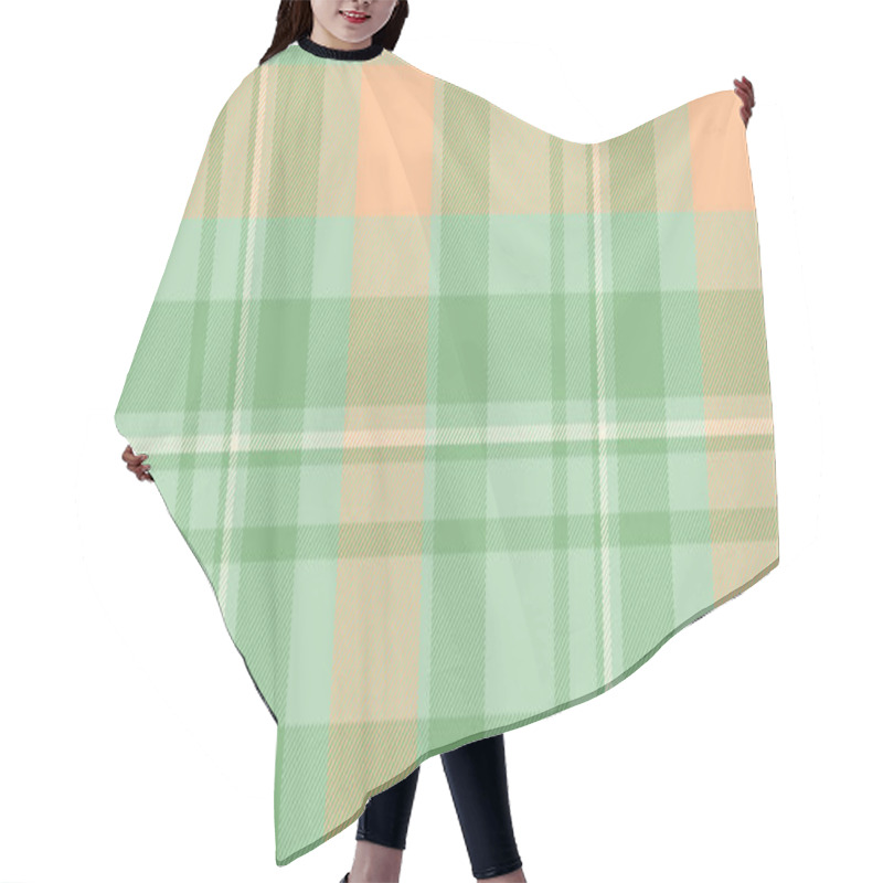 Personality  Soft Pastel Plaid Pattern In Green And Peach Tones.  Perfect For Textile Design, Website Backgrounds, Or Fashion Projects.  Subtle And Elegant, This Versatile Image Offers A Calming Aesthetic. Hair Cutting Cape