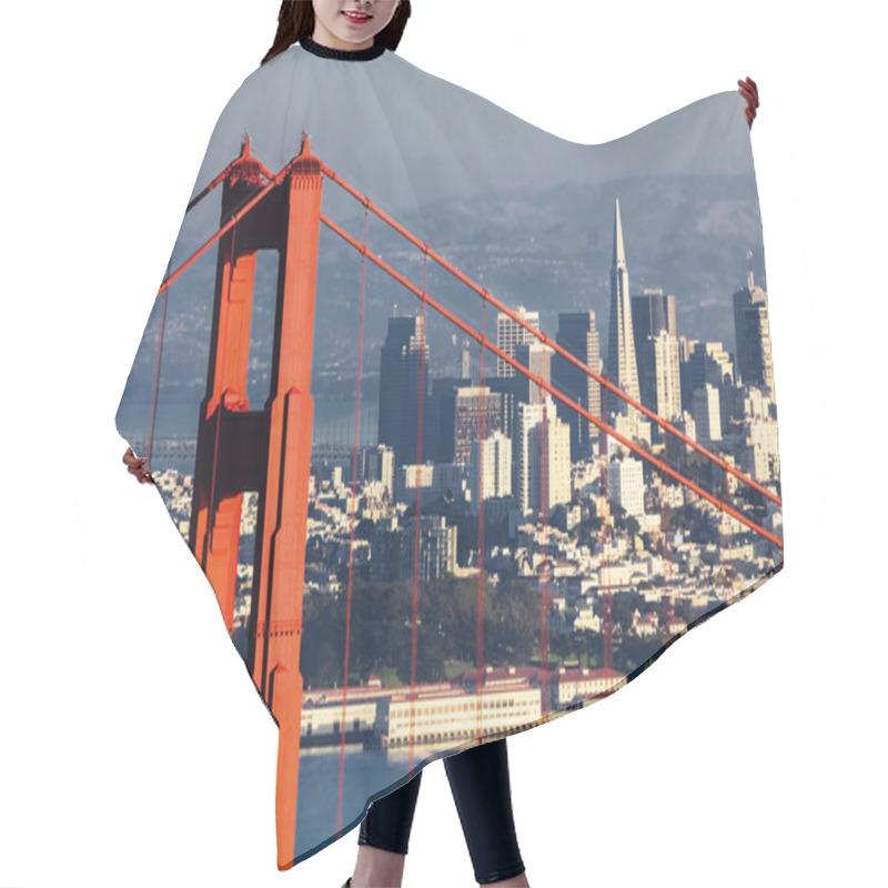 Personality  San Francisco With The Golden Gate Bridge Hair Cutting Cape