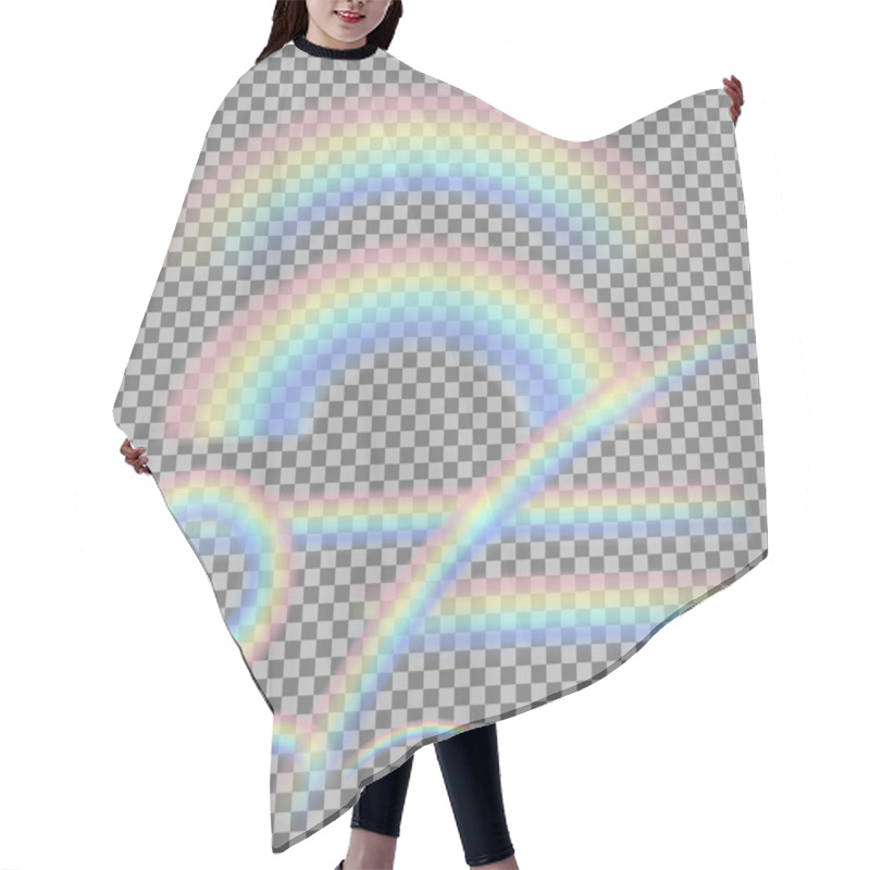 Personality  Vector Set Of Different Realistic Transparent Rainbows Hair Cutting Cape