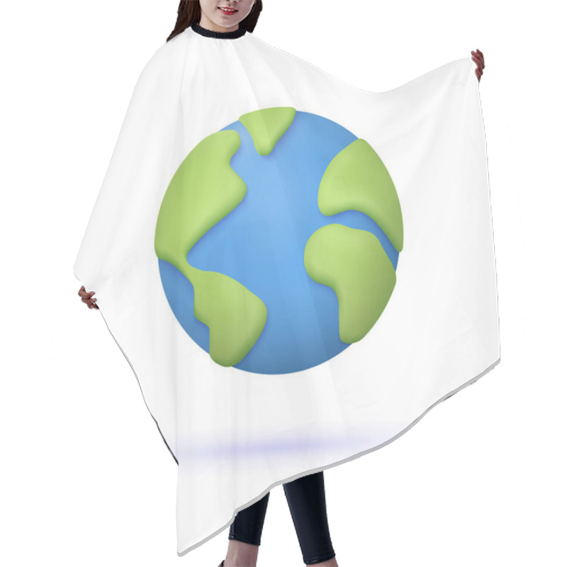 Personality  Planet Earth, Globe With World Map. Ecology Concept. 3d Vector Icon. Cartoon Minimal Style. Hair Cutting Cape