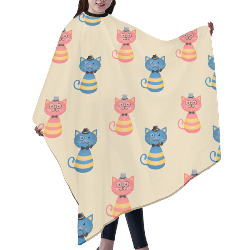 Personality  Hipster Fashion Cats Seamless Background Hair Cutting Cape