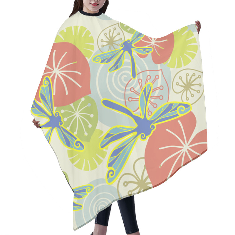 Personality  Seamless Pattern With Dragonflies Hair Cutting Cape