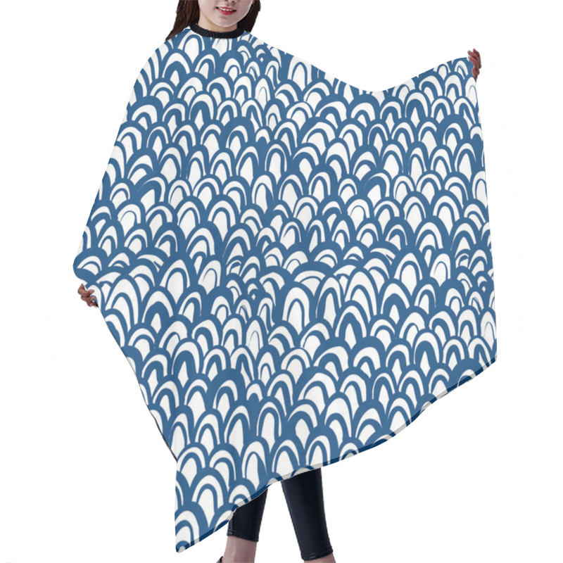 Personality  Nautical pattern inspired by fish skin in blue hair cutting cape