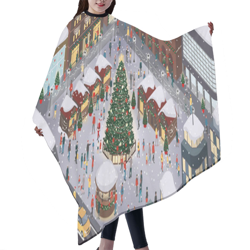 Personality  People Celebrating Christmas Together Hair Cutting Cape