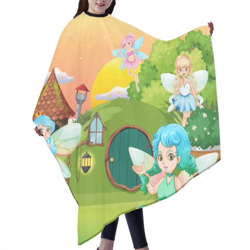 Personality  Fairies At Fantasy Land  Illustration Hair Cutting Cape