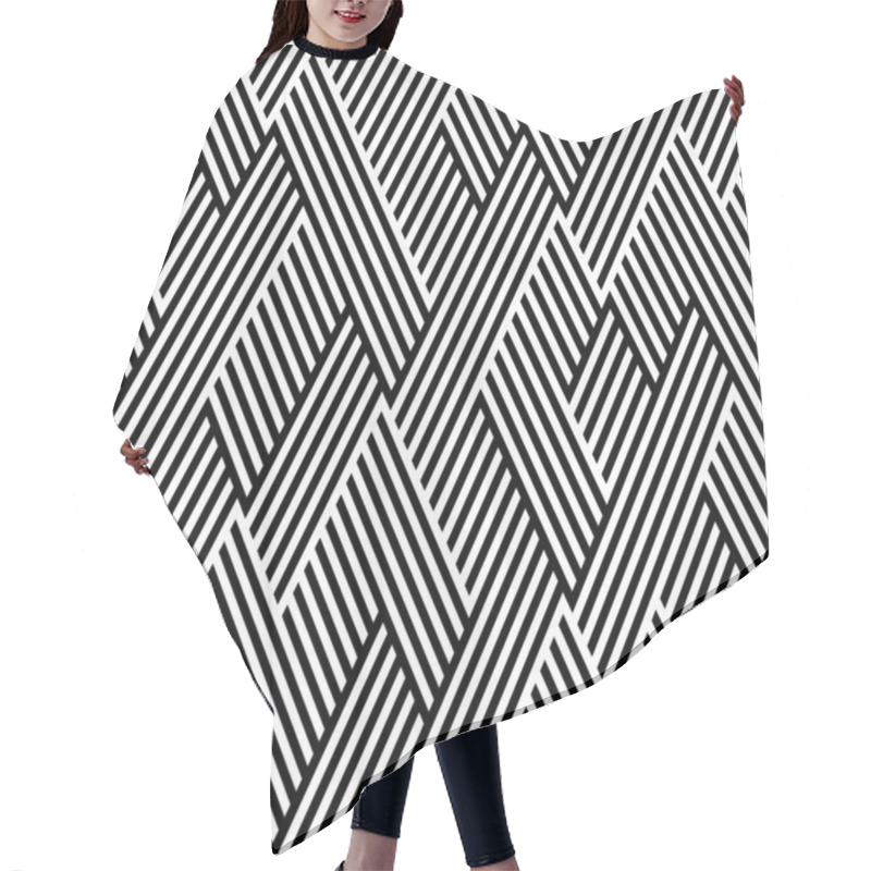 Personality  Pattern In Zigzag With Line Black And White Hair Cutting Cape