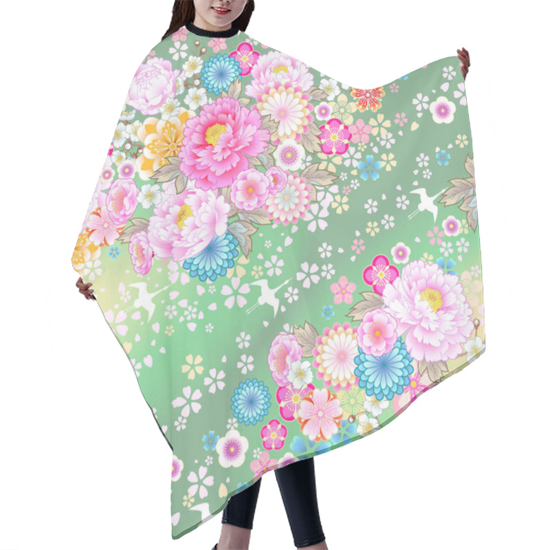 Personality  Seamless Pattern With Floral Motif Hair Cutting Cape