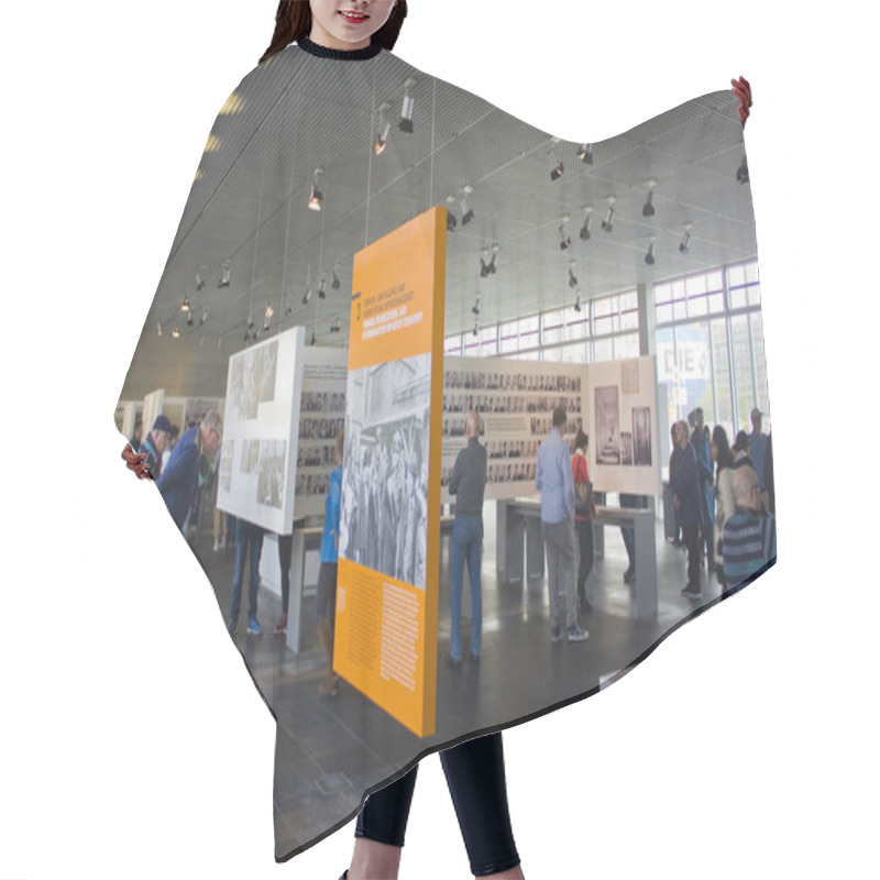 Personality  BERLIN, GERMANY - September 25, 2018: Interior Of Historical Museum Topography Of Terror In Berlin Hair Cutting Cape