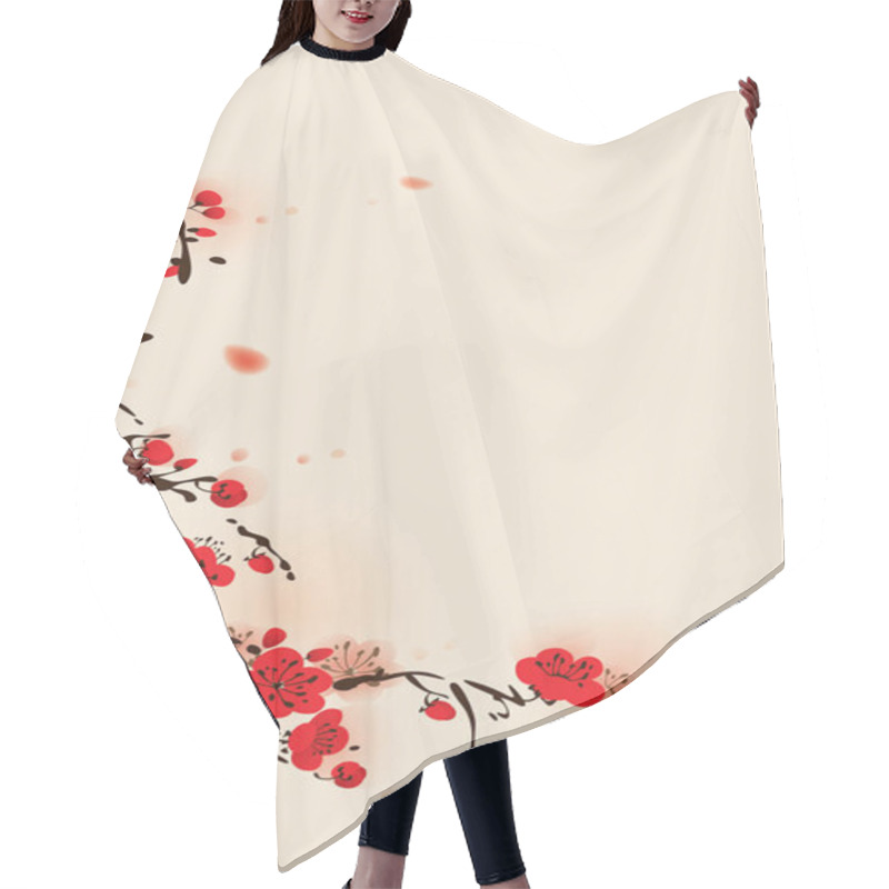 Personality  Blossoming Plum Branch Hair Cutting Cape