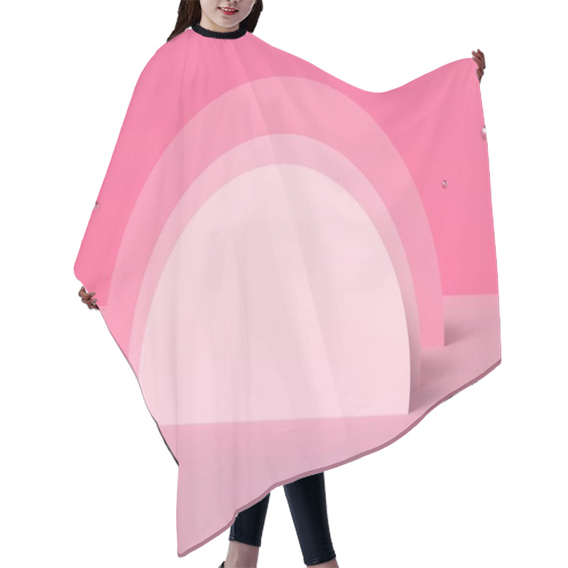 Personality  Abstract Geometric Shapes In Soft Pink Tones Against A Vibrant Pink Background. Hair Cutting Cape