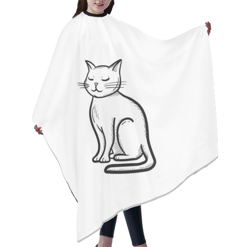 Personality  Cat Hand Drawn Sketch Icon. Hair Cutting Cape