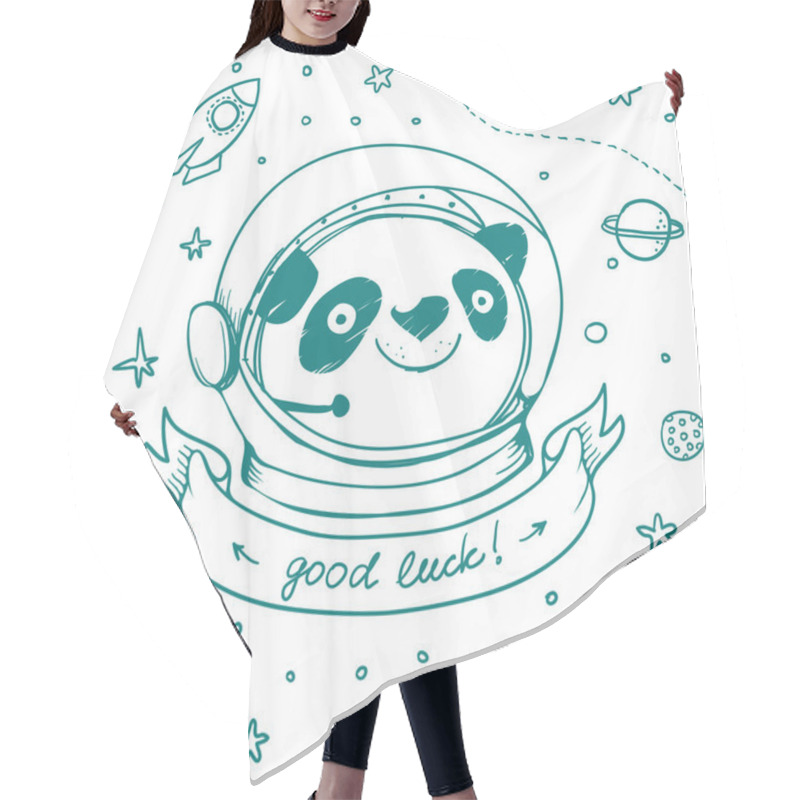 Personality  Hand Drawn Panda Astronaut  Hair Cutting Cape