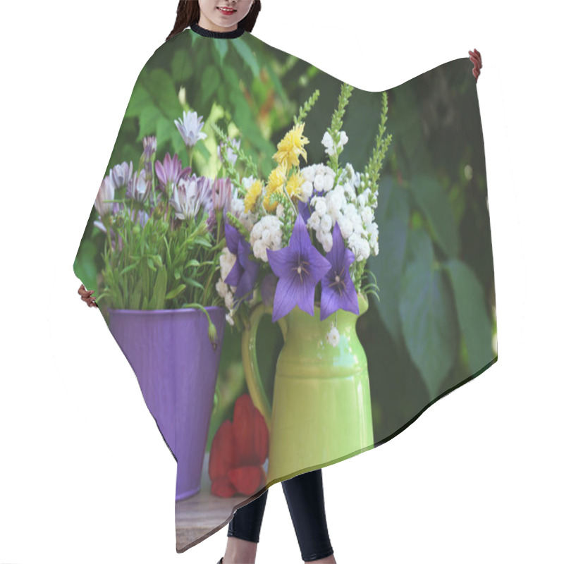 Personality  Beautiful Flowers In Pot Hair Cutting Cape