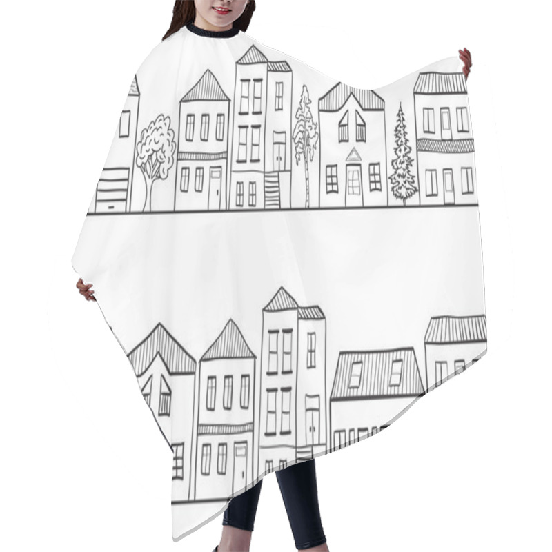 Personality  Illustration Of Houses And Trees - Background Pattern Hair Cutting Cape