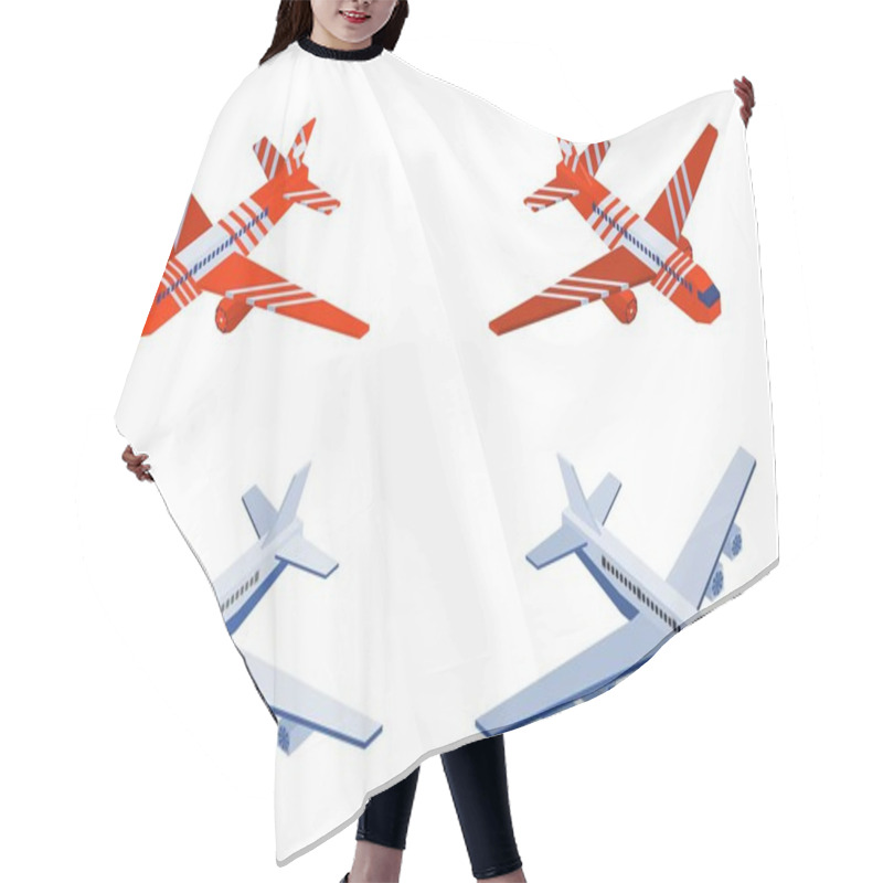 Personality  Passenger Air Cargo Vector Illustration Isometric Hair Cutting Cape