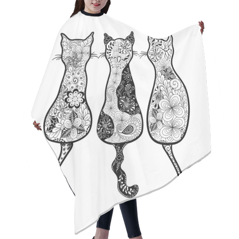 Personality  Cats  Doodle Illustration Hair Cutting Cape