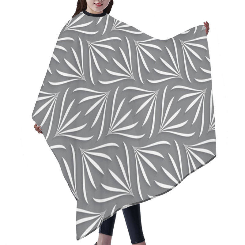 Personality  Ornament With White Geometric Floral Shapes On Gray Background Hair Cutting Cape