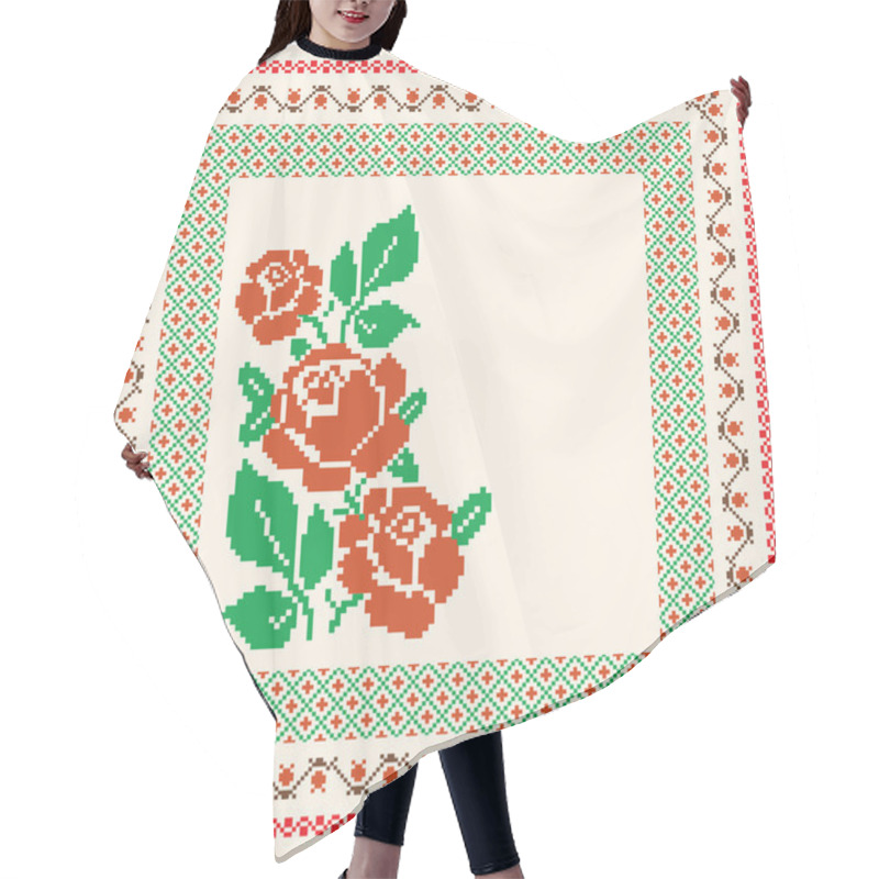 Personality  Embroidery With Roses And Ornamental Frame Hair Cutting Cape