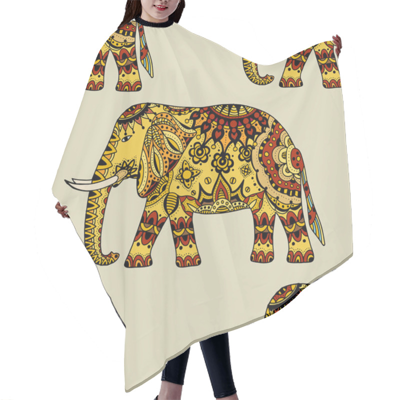 Personality  Hand Drawn Ethnic Elephant Hair Cutting Cape