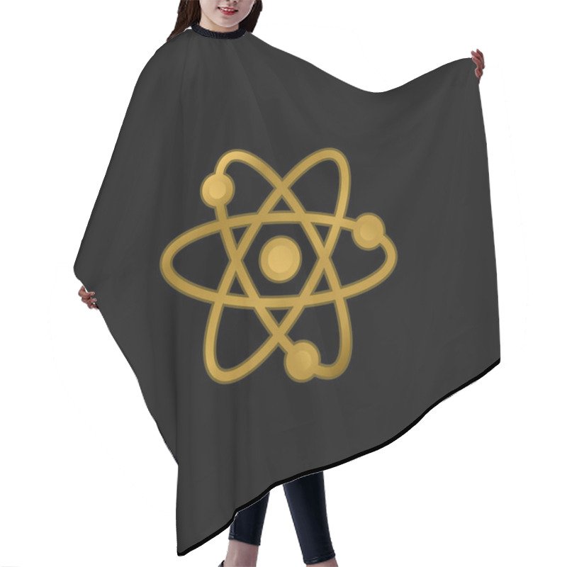 Personality  Atom Gold Plated Metalic Icon Or Logo Vector Hair Cutting Cape