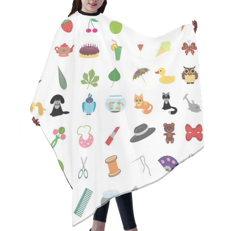 Personality  Set With Many Different Objects Hair Cutting Cape