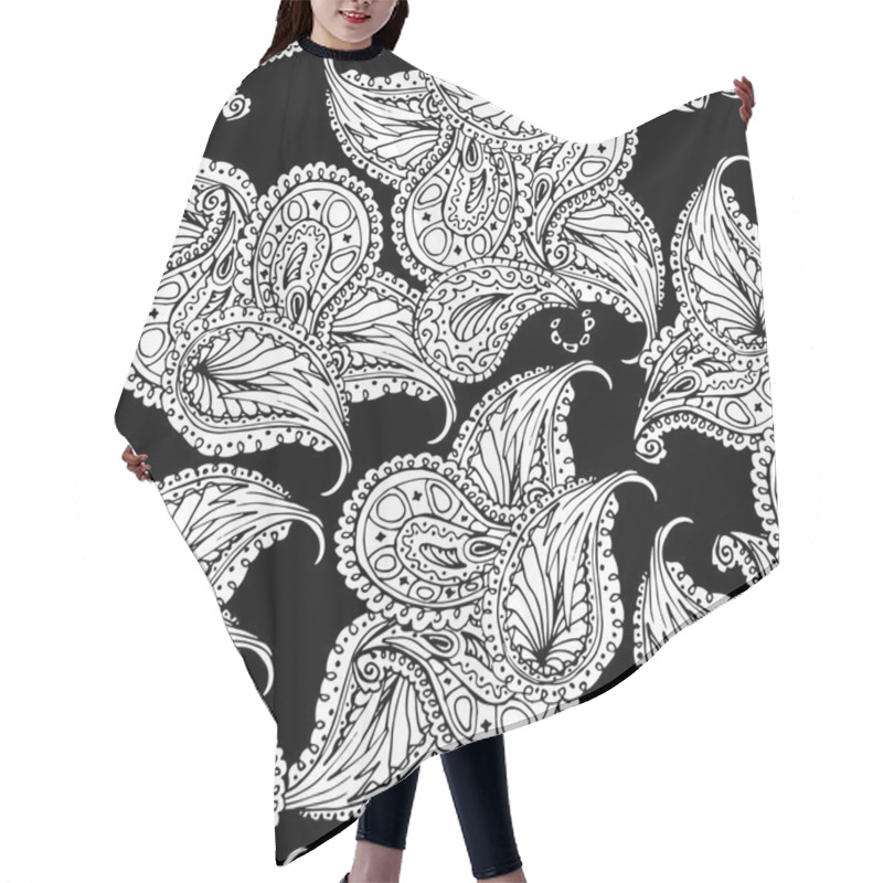 Personality  Flower Paisley Seamless Pattern. Hair Cutting Cape