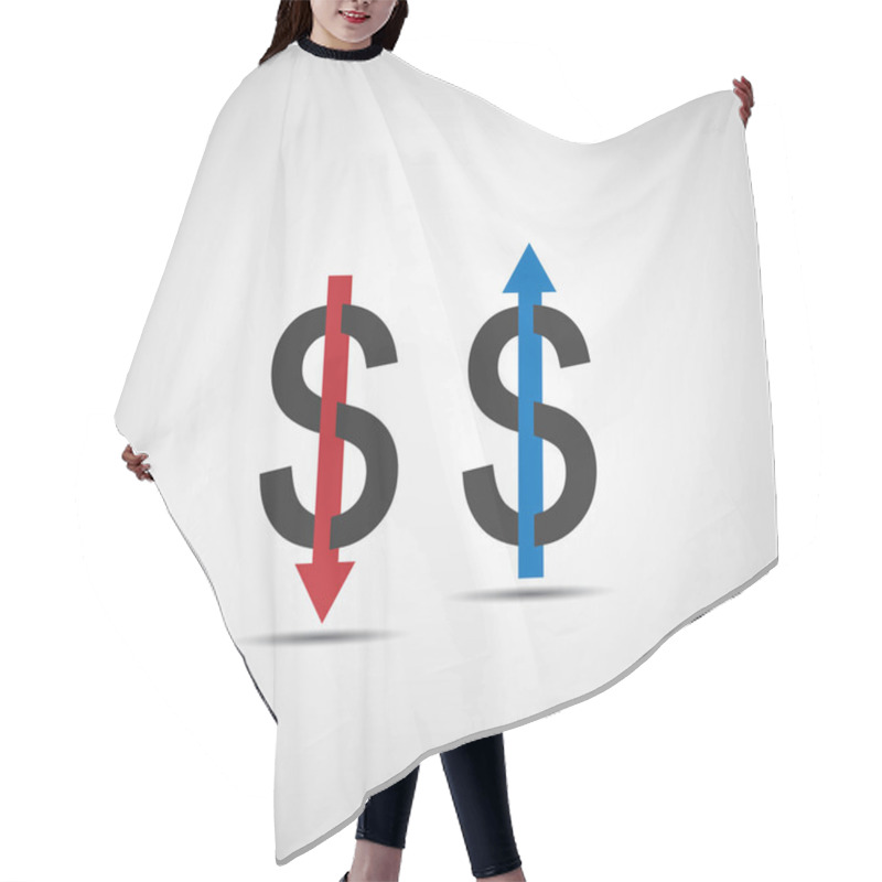 Personality  Dollar Increase Decrease Flat Icon. Hair Cutting Cape