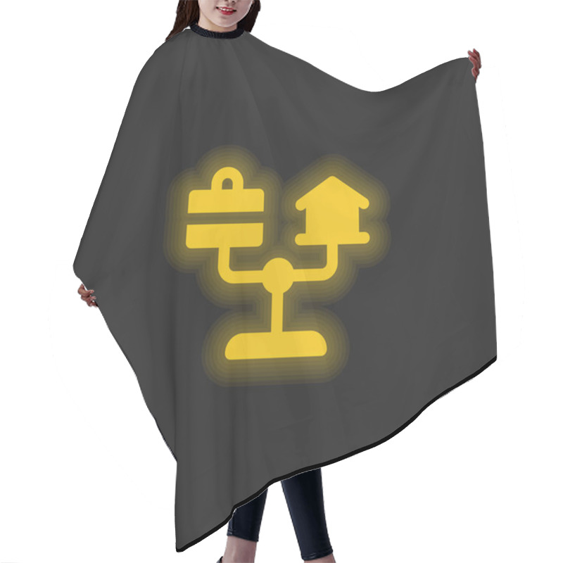 Personality  Balance Yellow Glowing Neon Icon Hair Cutting Cape