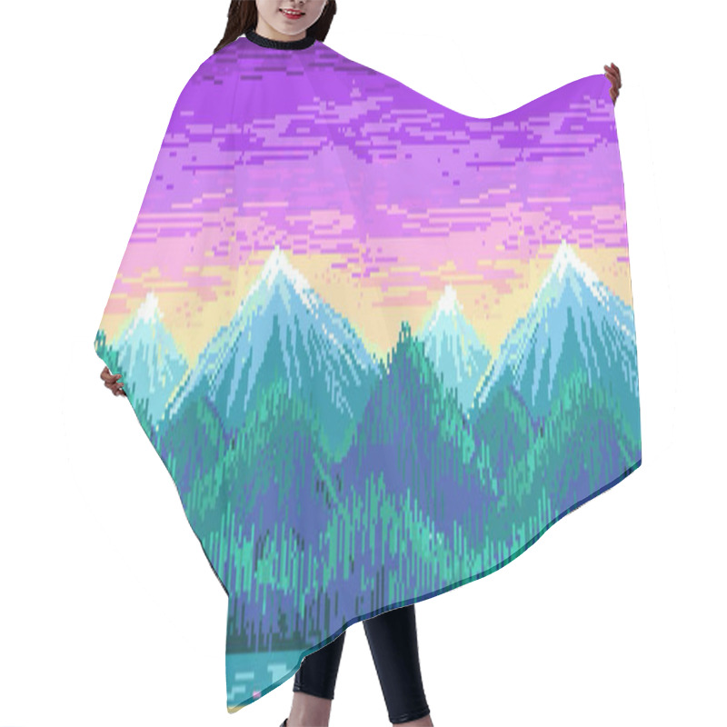 Personality  Landscape Seamless Background With Mountains Pixel Hair Cutting Cape