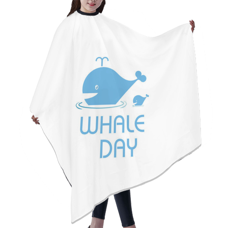 Personality  Isolated Cartoon Whale Vector Illustration. Ocean Mammal On The Blue Background Image. International Whale Day Vector Illustration. Extinct Animal Symbol. White And Blue Color. Hair Cutting Cape