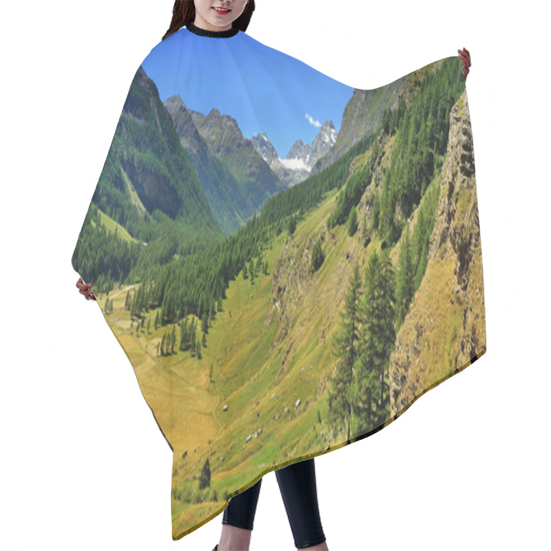 Personality  Big Panorama Of Alps Valley In Val Di Rhemes Hair Cutting Cape