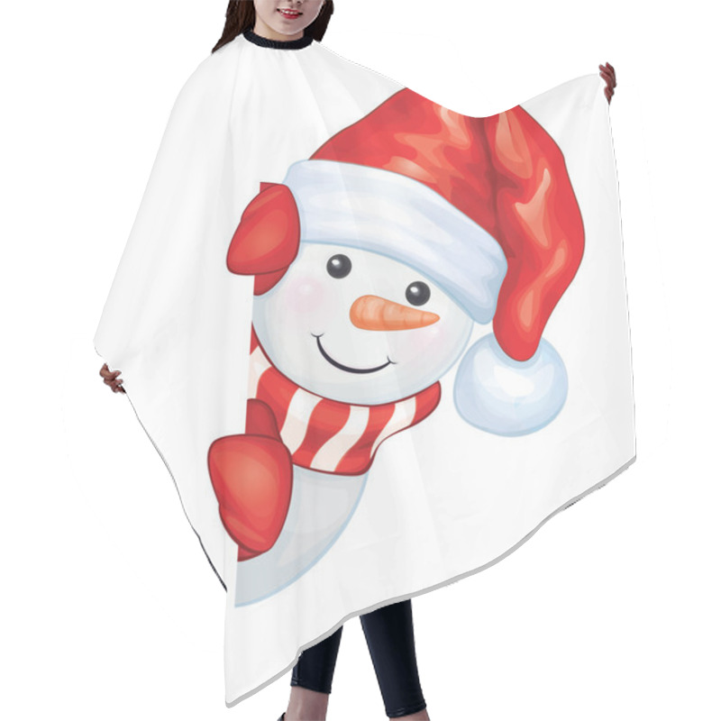 Personality  Snowman Hiding By Blank Hair Cutting Cape